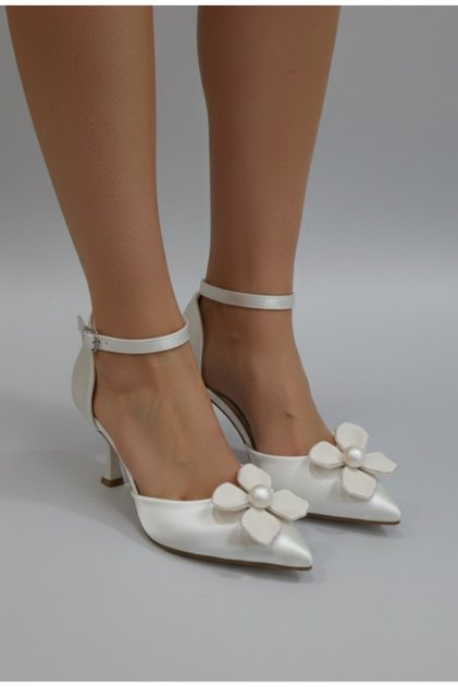 Elegant Pearl Detailed 7cm Heeled Wedding Dress Wedding Evening Dress Shoes
