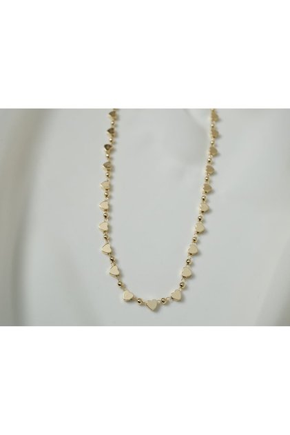 Kol156 Heart Detail Gold Women's Chain Necklace