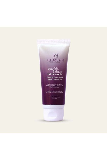 FleuriTea Balance Gel Face Cleanser Niacinamide Green Tea with Oatmeal Scrub & Oil Control 60ml