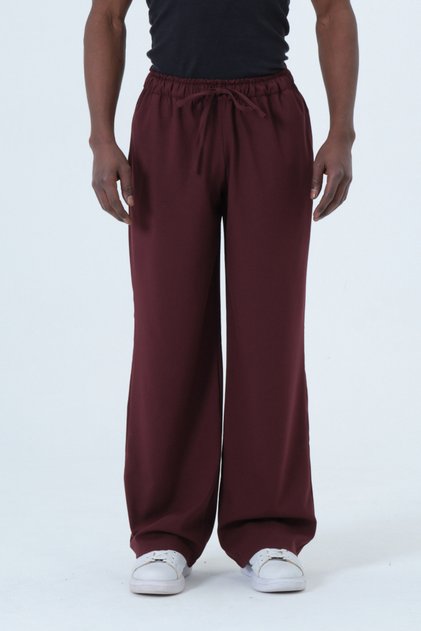Large Size Wide Leg 4 Seasons Casual Men's Burgundy Trousers