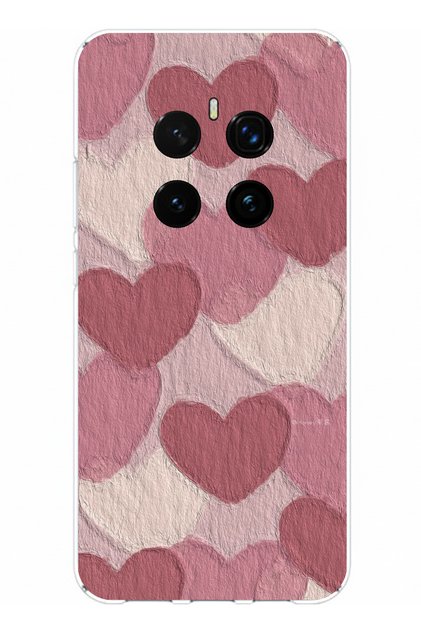 Honor Magic 7 Pro Compatible Pastel Dusty Rose and Pink Heart Printed Silicone Case