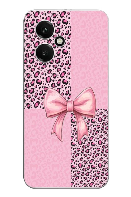 Honor 400 Compatible Pink Leopard Pattern and Ribbon Printed Silicone Case