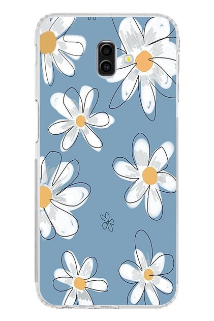Samsung Galaxy J6 Plus Compatible Blue Daisy Garden Printed Silicone Case