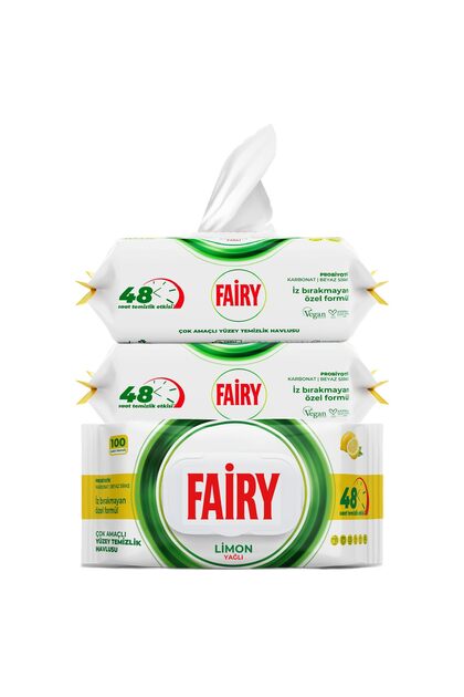 Șervețele umede pentru curățarea suprafețelor cu lămâie, pachet de 3 x 100