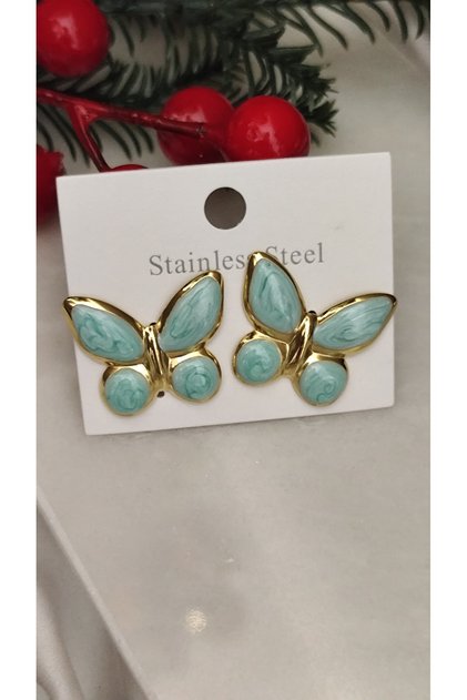 Steel Vip Earrings - 316L Steel Zircon Stone Butterfly Nail Model Earrings Non-Tarnish Non-Fade Earrings-3Cm