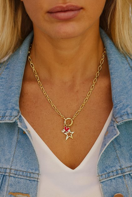 Vip Series Zircon Stone Starry Heart Love Lettering Necklace Love Necklace