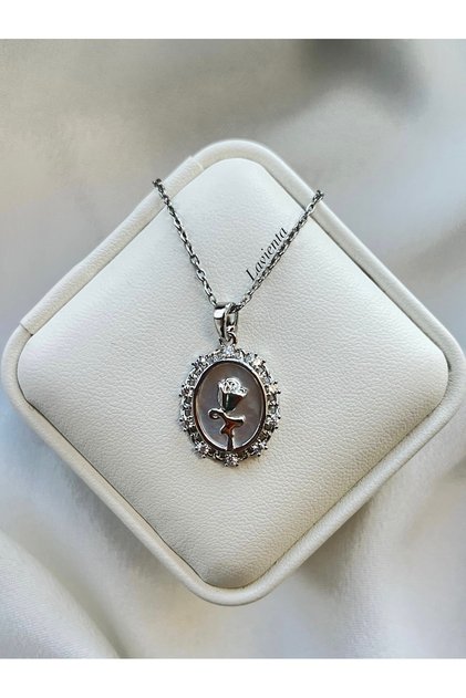 Silver Rose Model Steel Necklace