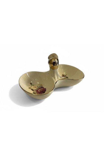 Esterhomedecor 6-Piece Porcelain Two-Compartment Turkish Delight Bowl with Coffee Cups Rose Series Gnj047