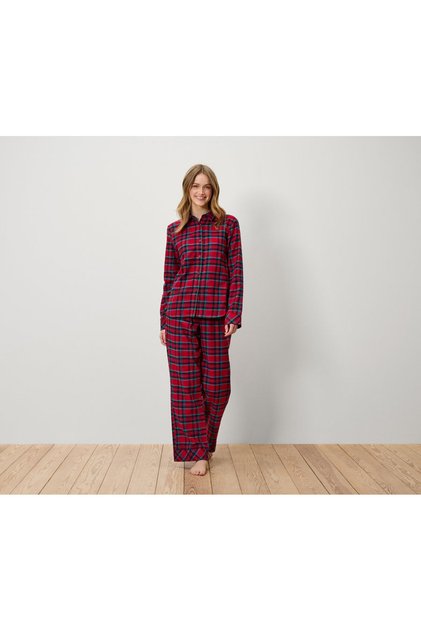 Kadın Pijama, Flanel, Kareli Kırmızı