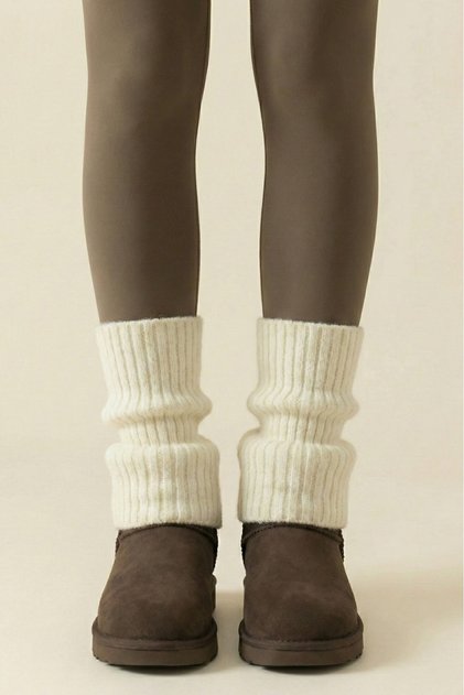 Natural Wool Leggings Corded Fabric Winter White Women's Knee Pads Thick Footless Yoga Over-The-Knee Socks