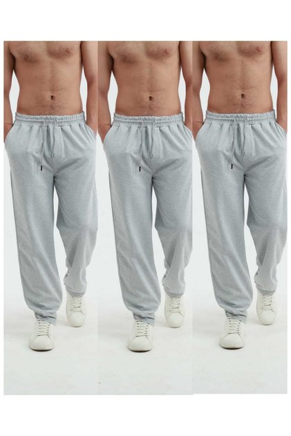 3 Pieces Unisex Regular Gray Gray Gray Flared Leg Sweatpants