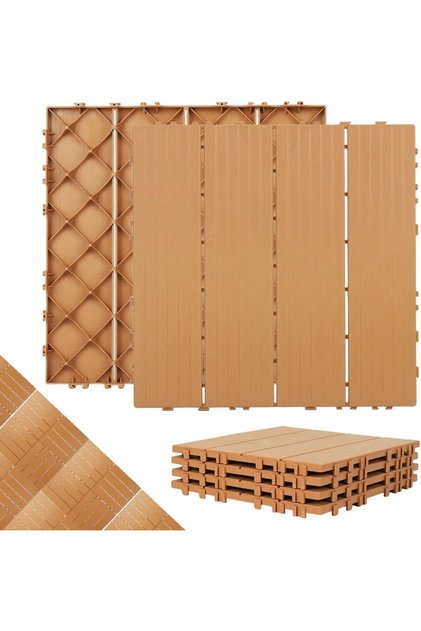 OneDcor 1 Pcs Plastic Interlocking Deck Tiles 12"x12" – Waterproof Outdoor Patio Flooring