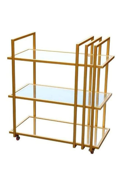 OneDcor Modern Metal Serving Cart With Locking Casters – Versatile Bar Trolley, Kitchen Storage Rack