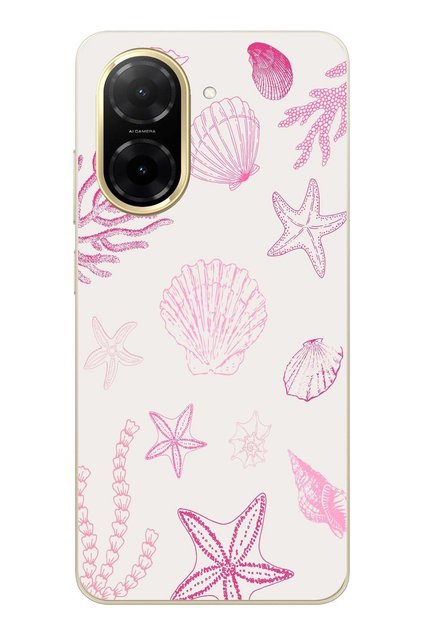 Redmi A5 Compatible Pink Starfish and Shell Printed Silicone Case