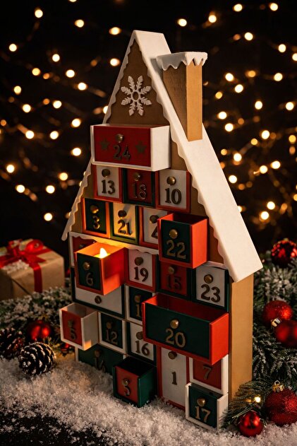 Rekatech Hediyelik Zencefilli Kurabiye Ev Advent Calendar Yılbaşı