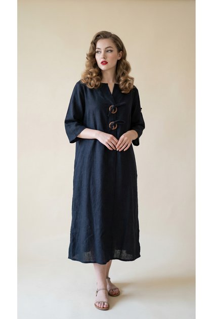 Women's Italian Chenille Velvet Bohemian Dress - Black