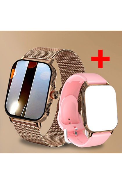 Golden Mesh Belt LAXASFIT 2024 New Smart Watch For Men Women Gift Full Touch Screen Sport Fitness Wa