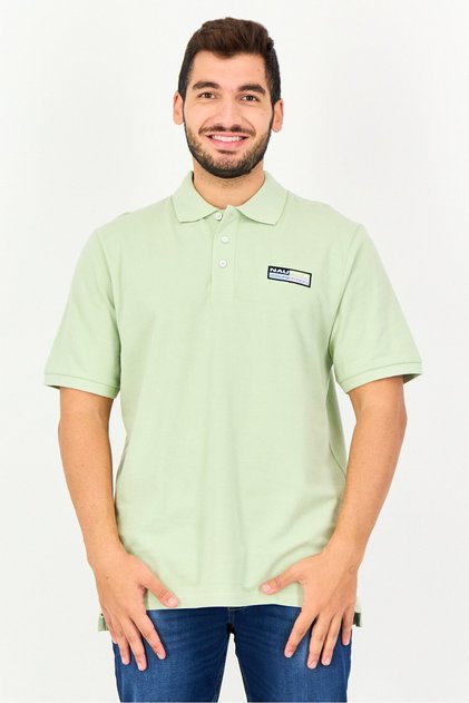 Men Regular Fit Brand Logo Short Sleeve Polo Shirt, Green