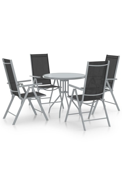 5 Piece Garden Dining Set Aluminium and Textilene Silver