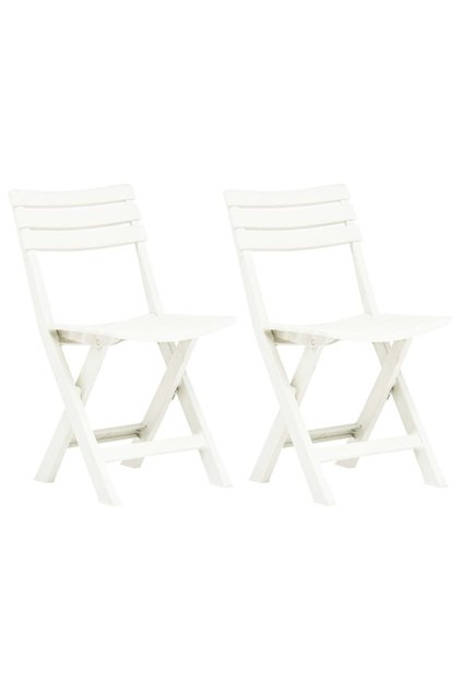 Folding Garden Chairs 2 pcs Plastic White