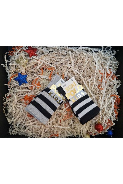 Black - Gray Striped Children's Socks 2-Piece