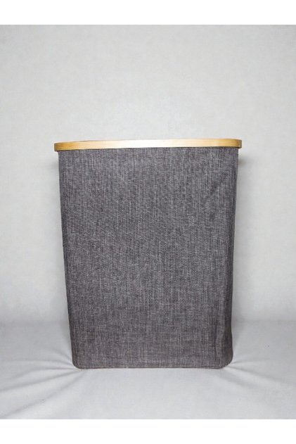 Fabric Laundry Basket with Bamboo Frame – Grey Storage Hamper