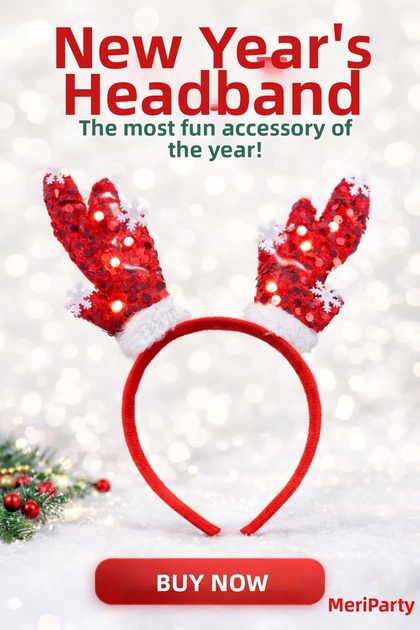 New Year's Reindeer Antler Tiara – Red Sequined Christmas Party Tiara |