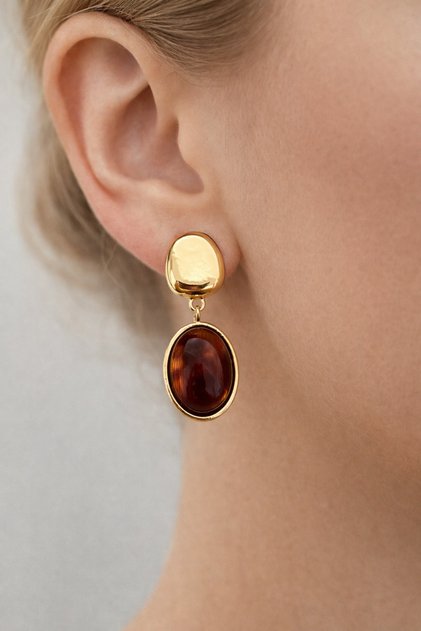 Brown Resin Earrings with Dangle