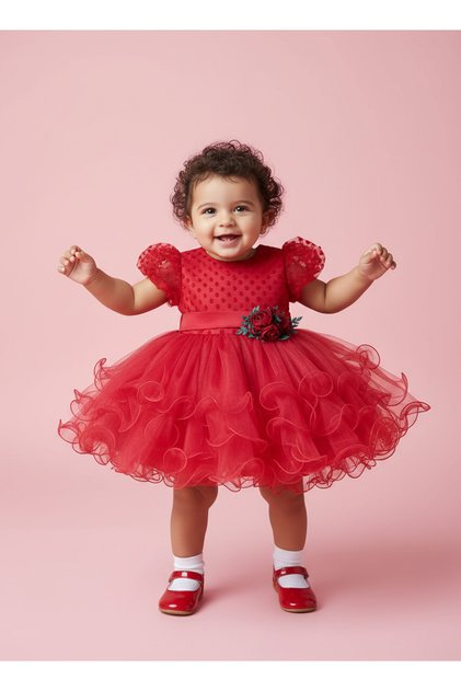 POINTED GIRL'S DRESS WITH FLUFFY SKIRT