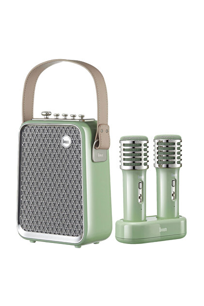 SongBird-HQ Çift Karaoke Mikrofonlu 6 Ses Efektli 50 Watt Taşınabilir Bluetooth Hoparlör