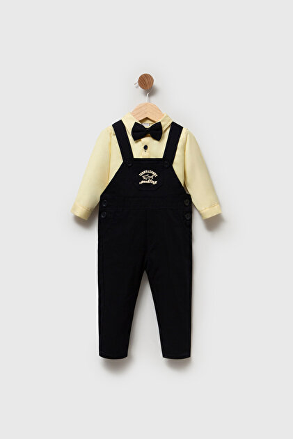 Bow Tie Bodysuit Shirt Salopet Set