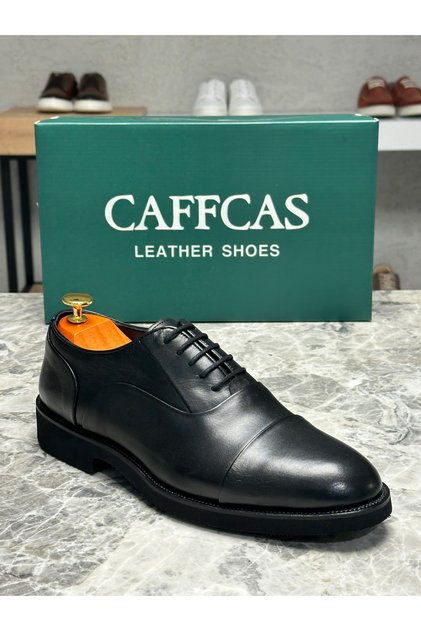 Genuine Leather Black Handmade Classic Men's Shoes 213-01-E