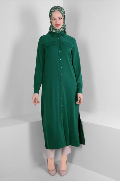 Shirt Collar Back Embroidered Tunic 43566