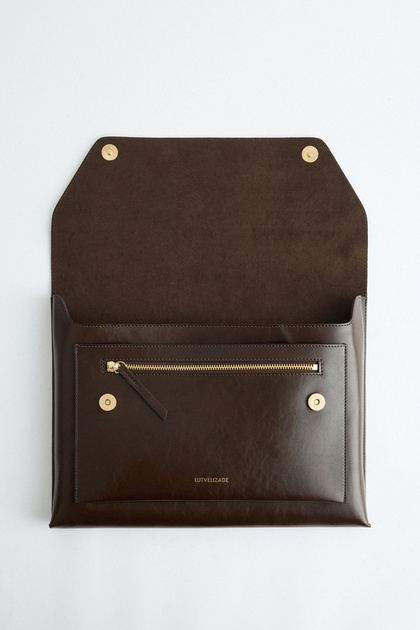 LUTVELIZADE Çanta 2534 - Çok Gözlü Clutch Acı Kahve Kadın Çanta