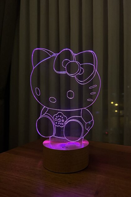 BY-LAMP Hello Kitty Çocuk Odası Hediyesi 3 Boyutlu Led Masa