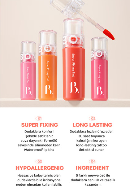 BONCEPT Doğal Görünüm Sunan Kore Dudak Tint Super Fixing Tint