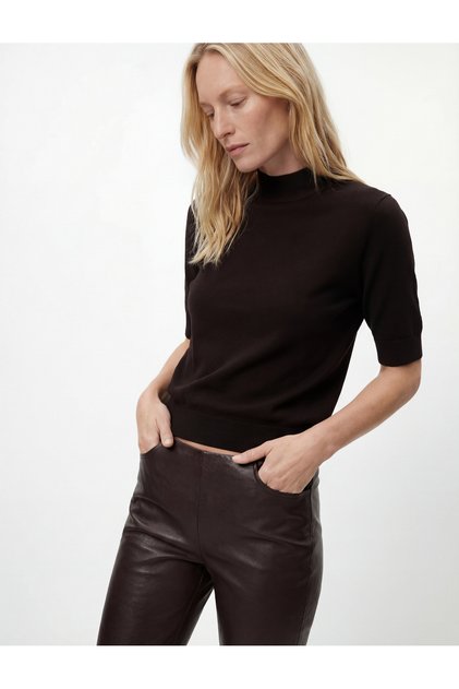 Short Sleeve Lightweight Mock Neck Knitwear Sweater
