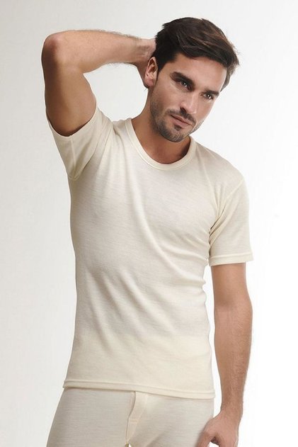 Men's thessaloniki knitted 100% Merino Wool short sleeved Top Underwear