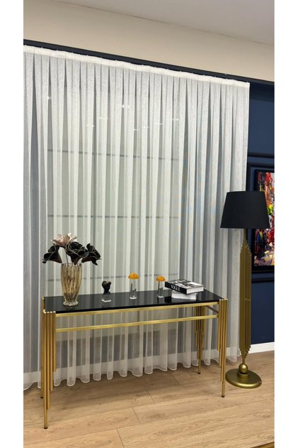 Roma Silvery 1/3 Tight Pleated Tulle Curtain Off-White