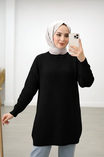 سترة تونيك تريكو بنمط حبل ناعم