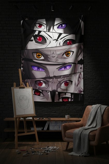Anime Karakterinin Gözleri Kumaş Duvar Örtüsü Ev Dekorasyon Duvar Halısı Tapestry