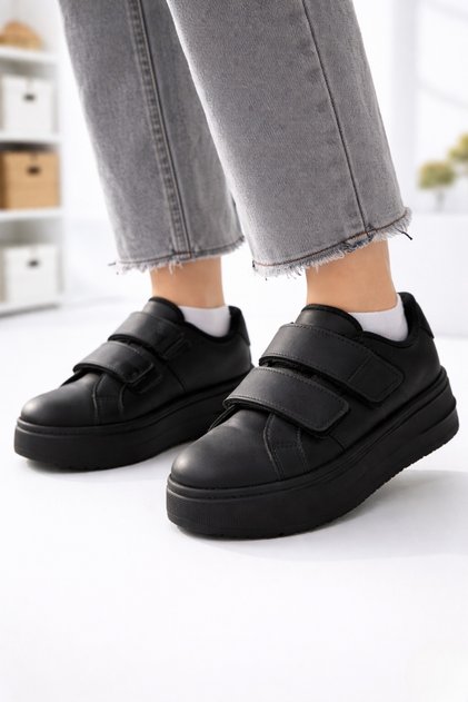 Women's Black Velcro Sports Shoes: Comfortable and Stylish Casual Shoe Models