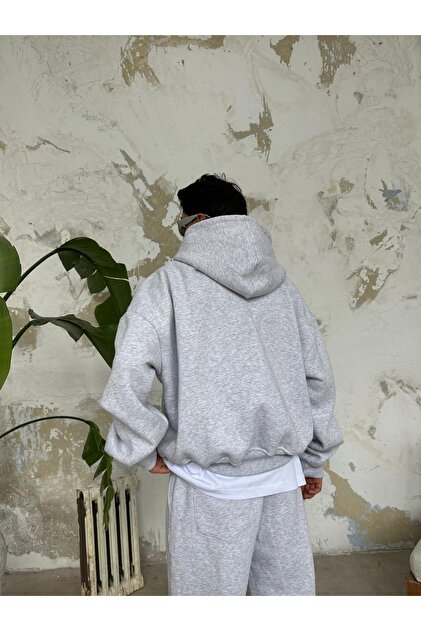Zincirwear Gri Melanj Oversize Basic Zip Hoodie - Fiyatı, Yorumları