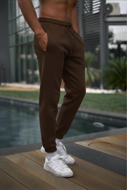 Men's Brown Leggings Elastic Sweatpants
