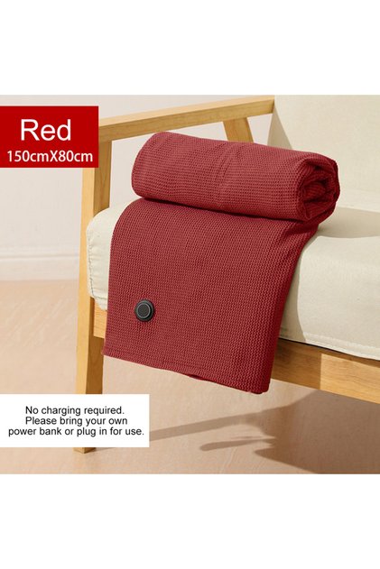 Red Wearable Electric Blanket 3 Heating Levels USB Heating Winter Warm Blanket Home Office Outdoor H