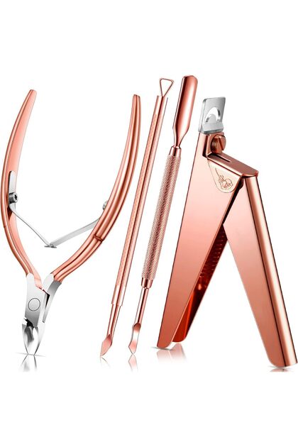 Nail Clippers Kit ,Professional Cuticle Trimmer Nipper Cutter Pusher Remover, Salon Home(Rose Gold)