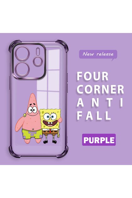 Xiaomi Redmi Note 14 Compatible Childhood Joy Spongebob Transparent Silicone Protective Case