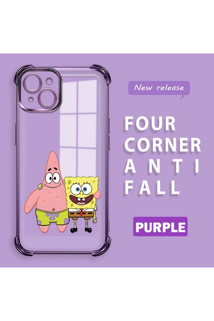 iPhone 15 Plus Compatible Childhood Joy Spongebob Transparent Silicone Protective Case