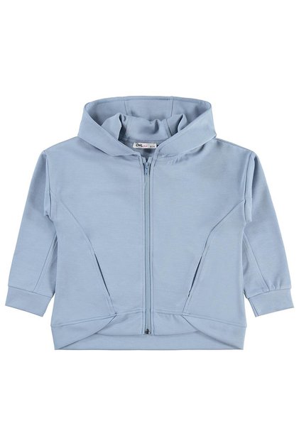 Civil Girl's Cardigan | Double Face Interlock Long Sleeve Hoodie | School Nursery and Daily Use - Blue