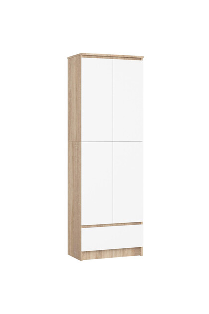 Dulap închis cu 2 uși și sertar, 4 rafturi, PAL laminat 16 mm, 60x35x180 cm, alb